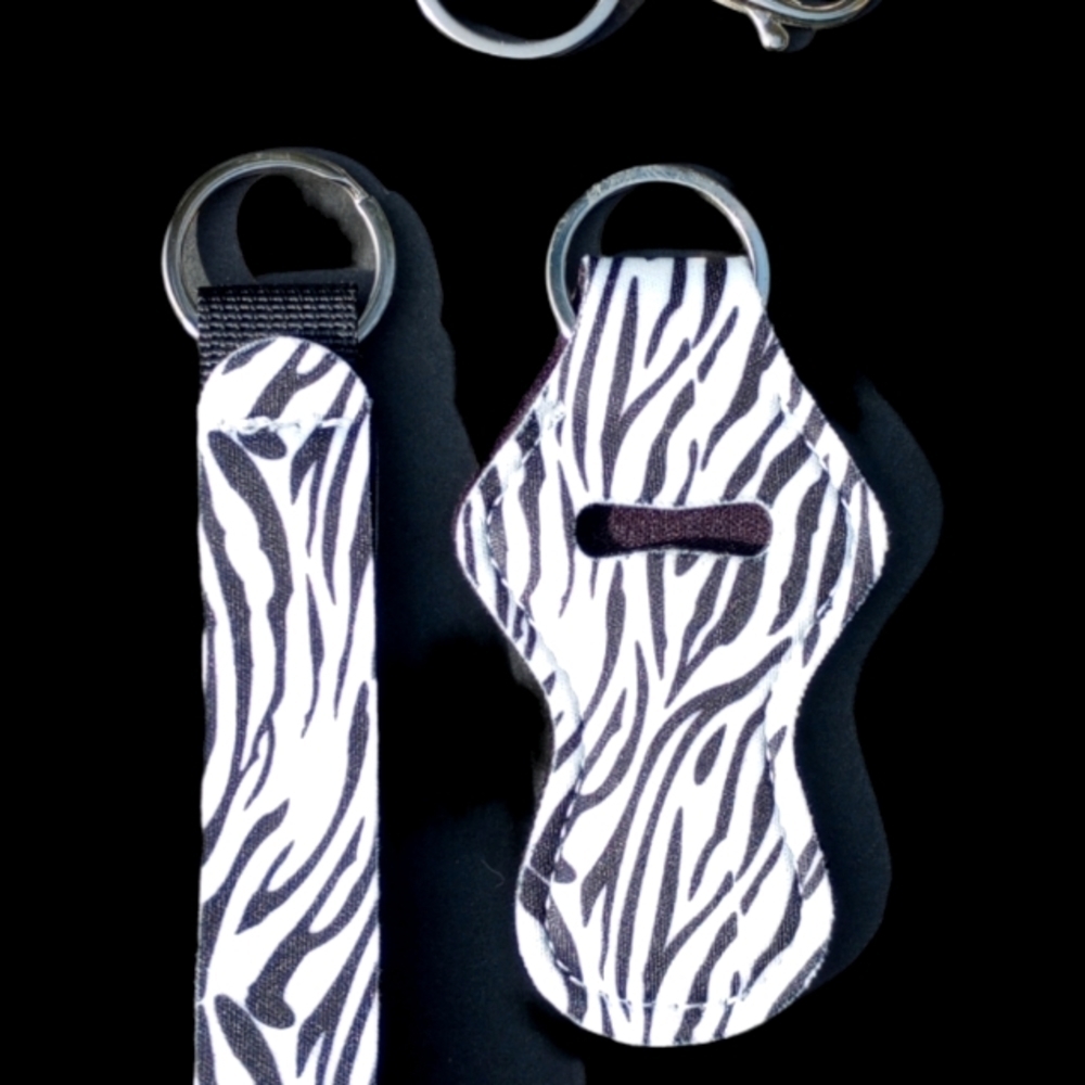 5/$25 Wrist Lanyard Strap Lip Balm Holder Keychain Lipstick Lighter Animal Print